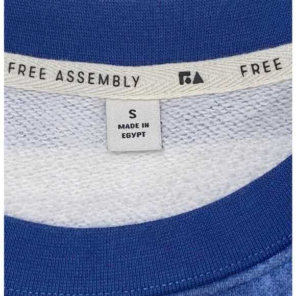 Free Assembly Stripe French Terry Sweatshirt Vintage Wash Blue Men's Medium - Picture 3 of 9